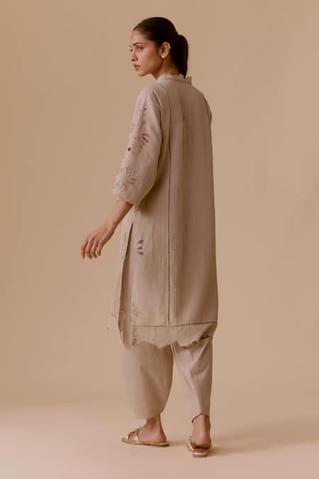 Bunka Beige Floral Cutwork Kurta Set 