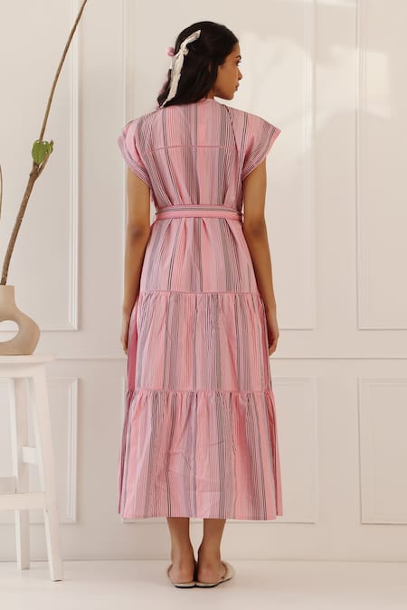 Banera Tonal Stripe Poppy Midi Dress 