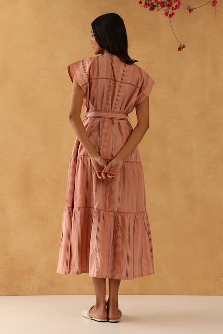 Banera Tonal Stripe Poppy Midi Dress 