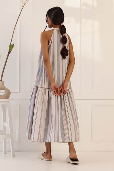 Banera Halter Neck Floral Print Dove Dress 