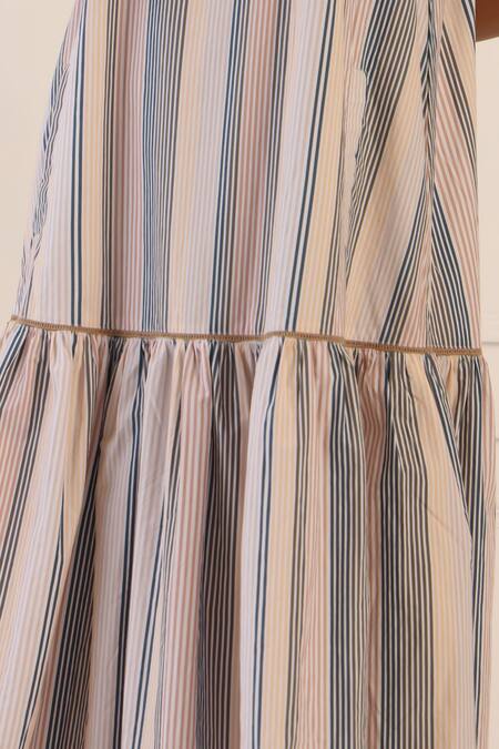 Buy_Banera_Multi Color Poplin Halter Neck Floral Print Dove Dress _Online_at_Aza_Fashions