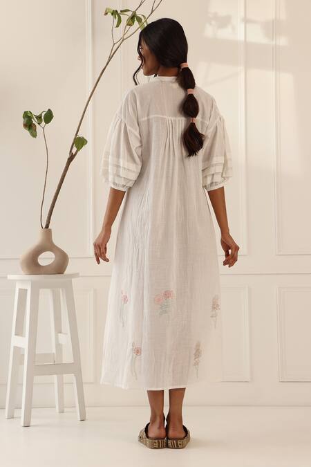 Banera Embroidered Palm Midi Dress 