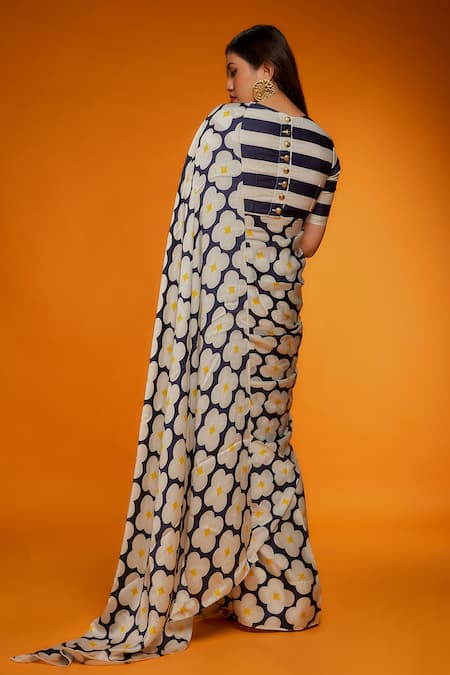 Ranbir Mukherjee Calcutta Primrose Print Satin Silk Saree 