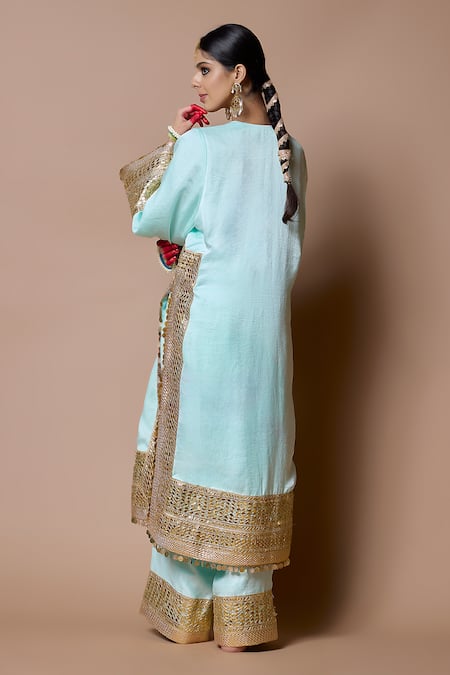 Ranbir Mukherjee Calcutta Sky Blue Gota Kurta Set 