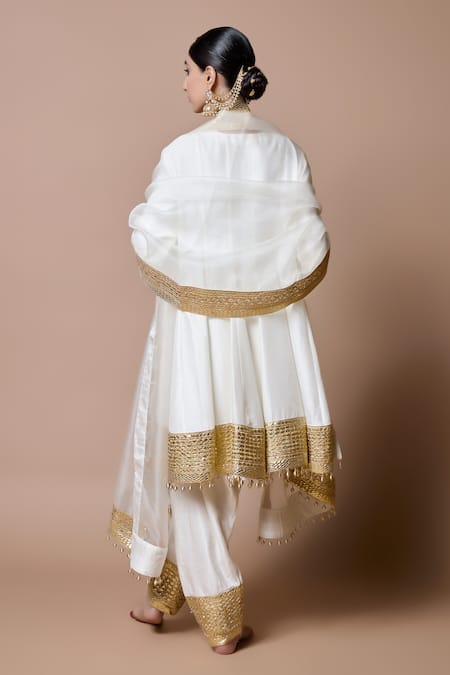 Ranbir Mukherjee Calcutta Ivory Gota Patti Salwar Suit Set 