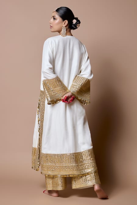 Ranbir Mukherjee Calcutta Ivory Gota Patti Kurta Set 