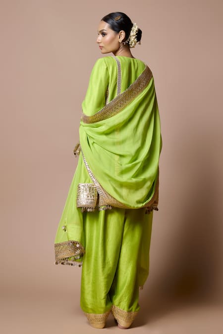 Ranbir Mukherjee Calcutta Green Gota Patti Kurta Set 