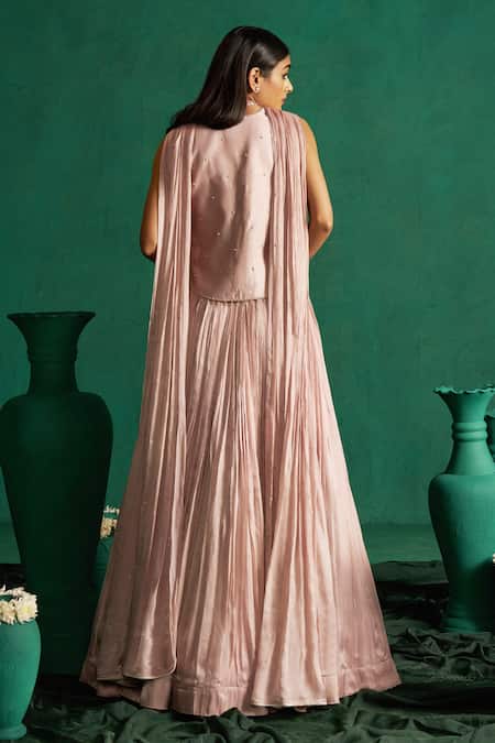 Shop Hirika & Dhruti Beige Silk, Chanderi, Chiffon Mirrors, Embroidery Moti Purple Lehenga Set at Aza Fashions Shop_Hirika & Dhruti_Beige Silk, Chanderi, Chiffon Mirrors, Embroidery Moti Purple Lehenga Set _at_Aza_Fashions