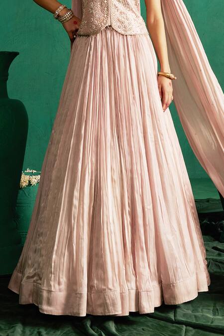 Shop Hirika & Dhruti Beige Silk, Chanderi, Chiffon Mirrors, Embroidery Moti Purple Lehenga Set Online at Aza Fashions Shop_Hirika & Dhruti_Beige Silk, Chanderi, Chiffon Mirrors, Embroidery Moti Purple Lehenga Set _Online_at_Aza_Fashions