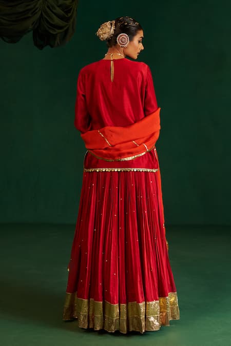 Hirika & Dhruti Embroidered Red Kurta Ghagra Set 