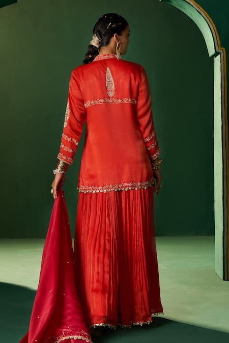 Hirika & Dhruti Moti Embroidered Kurta Set with Sharara 