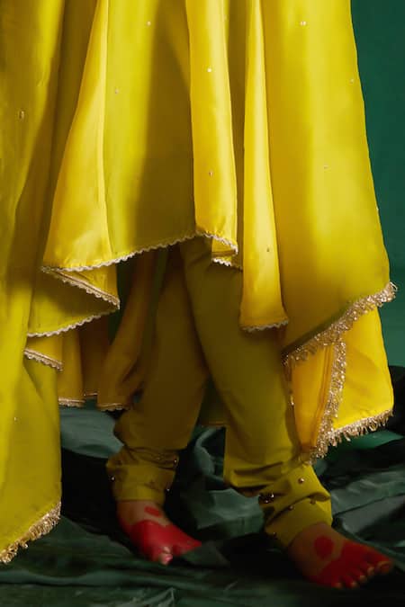 Buy Hirika & Dhruti Yellow Silk Sequins, Beads Round Neck Two Tone Kalli Anarkali Set Online at Aza Fashions Buy_Hirika & Dhruti_Yellow Silk Sequins, Beads Round Neck Two Tone Kalli Anarkali Set _Online_at_Aza_Fashions