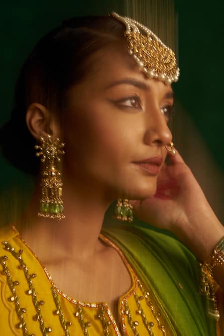 Hirika & Dhruti Yellow Cotton Embroidery, Tassels Round Neck Hand Dori Work Anarkali Set Online at Aza Fashions Hirika & Dhruti_Yellow Cotton Embroidery, Tassels Round Neck Hand Dori Work Anarkali Set _Online_at_Aza_Fashions