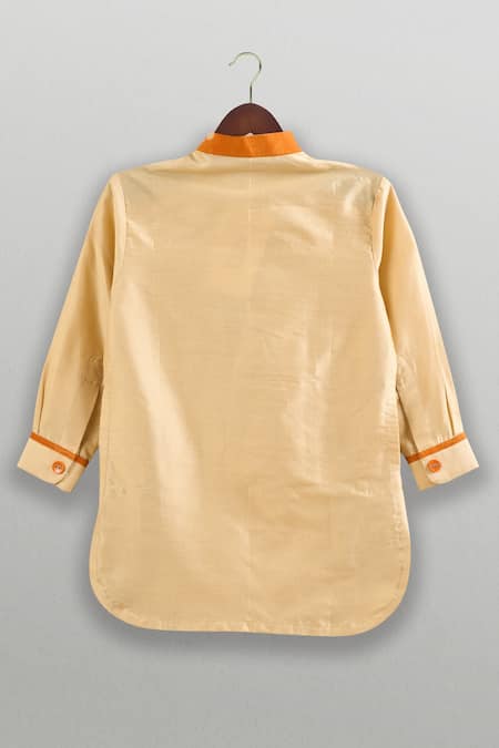 Minikin Beige & Orange Pathani Set 