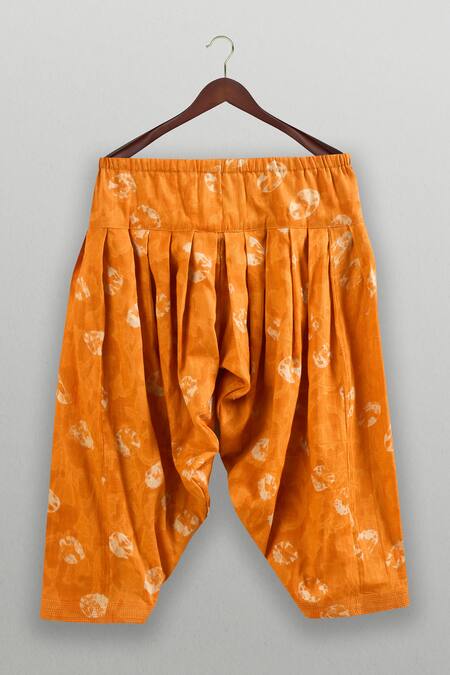 Shop Minikin Beige Satin, Cotton And Orange Pathani Set Online at Aza Fashions Shop_Minikin_Beige Satin, Cotton And Orange Pathani Set _Online_at_Aza_Fashions