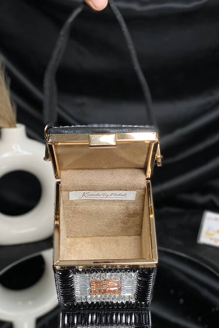 Kainiche By Mehak Black Mirrors, Sequins Chic Work Potli Bag Online at Aza Fashions Kainiche By Mehak_Black Mirrors, Sequins Chic Work Potli Bag_Online_at_Aza_Fashions