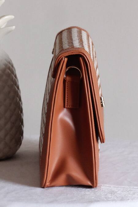 Shop Boxwish By Bhumika Tan Jacquard Abstract Pattern Sling Bag Online at Aza Fashions Shop_Boxwish By Bhumika_Tan Jacquard Abstract Pattern Sling Bag _Online_at_Aza_Fashions