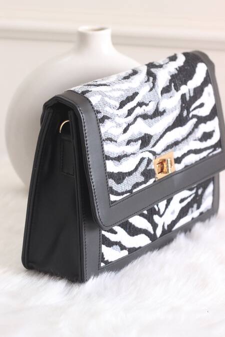Boxwish By Bhumika Black Jacquard Abstract Pattern Sling Bag Online at Aza Fashions Boxwish By Bhumika_Black Jacquard Abstract Pattern Sling Bag _Online_at_Aza_Fashions