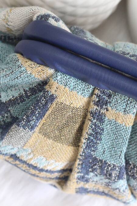 Buy_Boxwish By Bhumika_Blue Abstract Jacquard Frame Clutch Bag_Online_at_Aza_Fashions