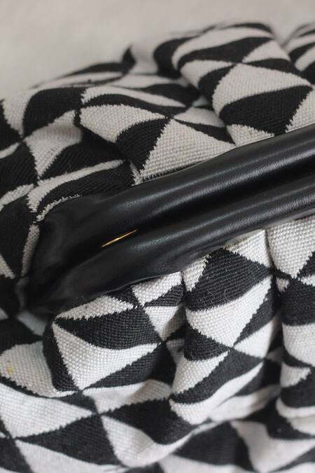 Boxwish By Bhumika_Black Abstract Jacquard Soft Pouch Frame Clutch_Online_at_Aza_Fashions