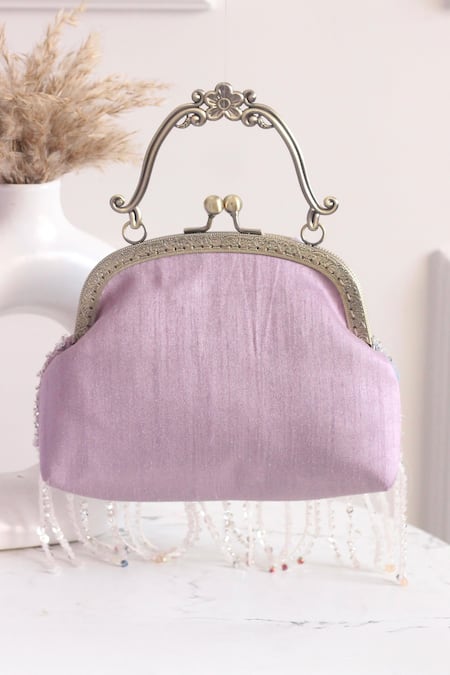 Boxwish By Bhumika Embellished Fringe Floral Clutch Bag 