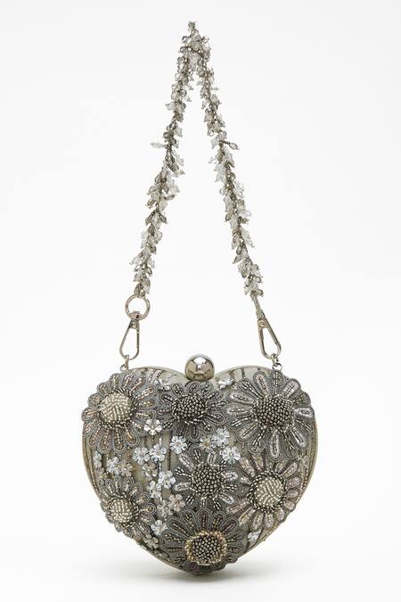 Doux Amour_Silver Beads Zoe Handbag _Online_at_Aza_Fashions