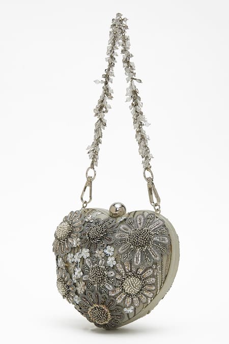 Buy_Doux Amour_Silver Beads Zoe Handbag _Online_at_Aza_Fashions