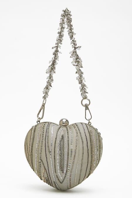 Doux Amour ZOE Silver Beaded Handbag 