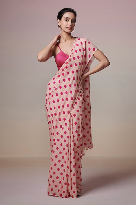 Dressfolk Printed Handloom Cotton Saree with Running Blouse 