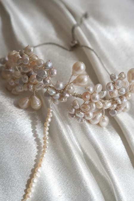 Floristaa By Mahek_White Pearls Ocean Mist Bracelet _Online_at_Aza_Fashions