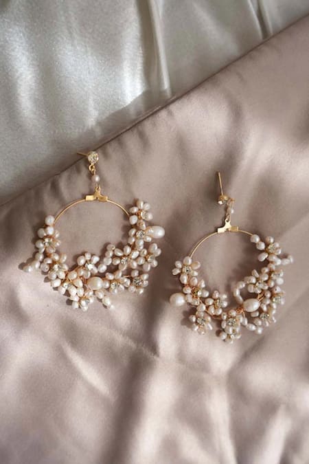 Floristaa By Mahek Ocean Mist Pearl Dangle Earrings 