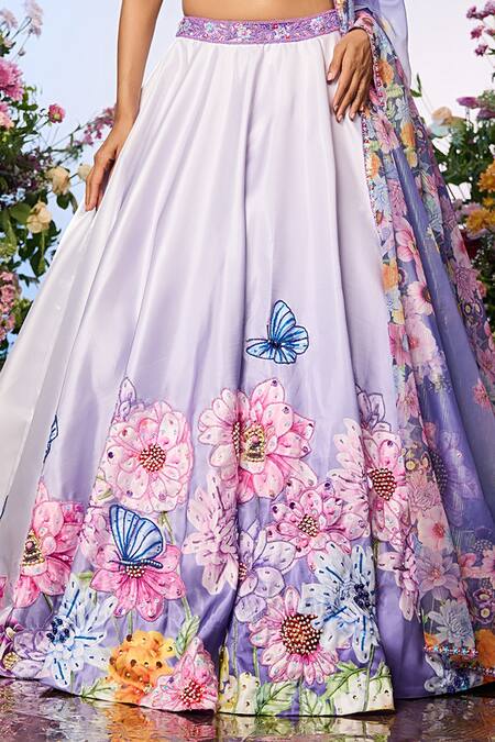 Buy Label Priyanka Kar Blue Silk, Crepe Beads, Embroidery Floral Crystal Lehenga Set Online at Aza Fashions Buy_Label Priyanka Kar_Blue Silk, Crepe Beads, Embroidery Floral Crystal Lehenga Set _Online_at_Aza_Fashions