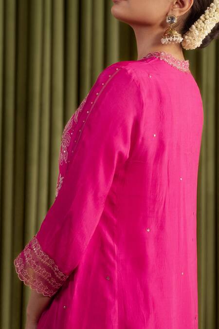 Buy One Not Two Pink Viscose, Silk, Organza, Satin, Cotton Embroidery, Floral Hot Kurta Set Online at Aza Fashions Buy_One Not Two_Pink Viscose, Silk, Organza, Satin, Cotton Embroidery, Floral Hot Kurta Set _Online_at_Aza_Fashions