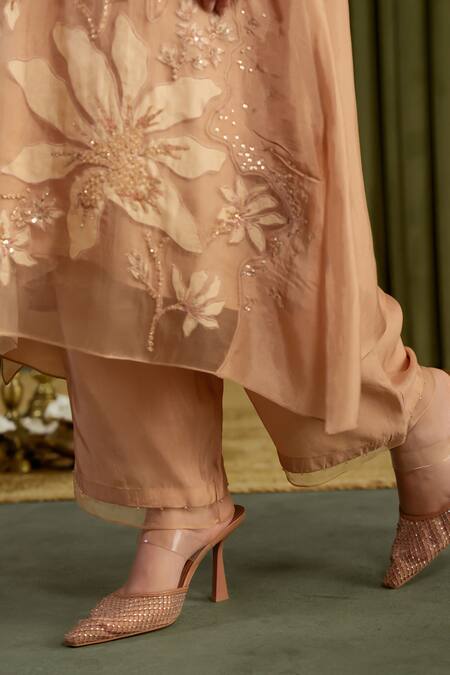 Buy One Not Two Beige Silk, Satin Crystals, Sequins Round Neck Embroidered Golden Kurta Set Online at Aza Fashions Buy_One Not Two_Beige Silk, Satin Crystals, Sequins Round Neck Embroidered Golden Kurta Set _Online_at_Aza_Fashions