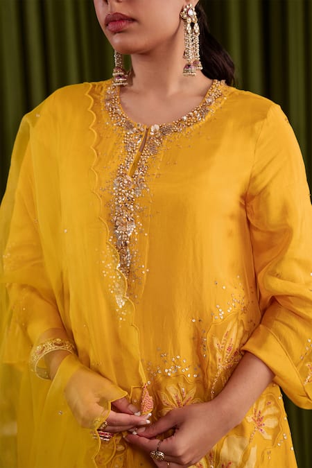 Buy One Not Two Yellow Silk, Organza, Satin Crystals, Sequins Embroidered Golden Kurta Set Online at Aza Fashions Buy_One Not Two_Yellow Silk, Organza, Satin Crystals, Sequins Embroidered Golden Kurta Set _Online_at_Aza_Fashions
