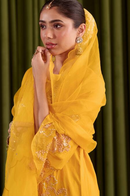 Buy One Not Two Yellow Silk, Viscose, Satin Crystals, Sequins, Stones Hand Embroidered Kurta Set Online at Aza Fashions Buy_One Not Two_Yellow Silk, Viscose, Satin Crystals, Sequins, Stones Hand Embroidered Kurta Set _Online_at_Aza_Fashions