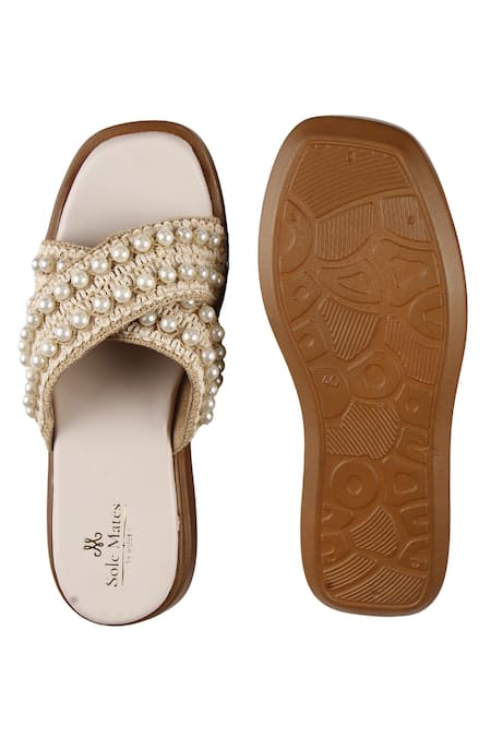 Sole Mates by Palak Pearl Embellished Crochet Wedges 