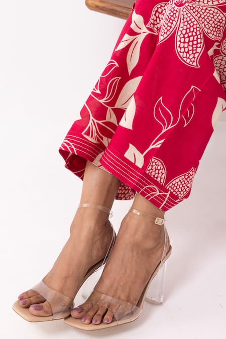 Shop_The Indian Cause_Cream Cotton Round Neck Block Printed Aadhira Kurta Set _Online_at_Aza_Fashions