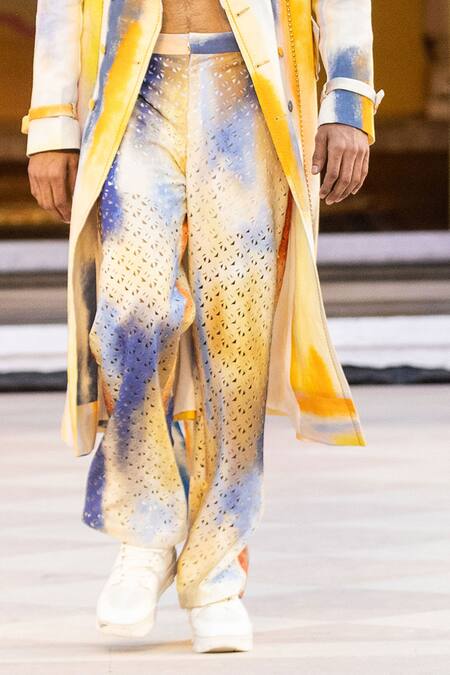 Mandira Wirk Resort Multi Color Printed Trouser With Laser Cut Online at Aza Fashions Mandira Wirk Resort_Multi Color Printed Trouser With Laser Cut _Online_at_Aza_Fashions