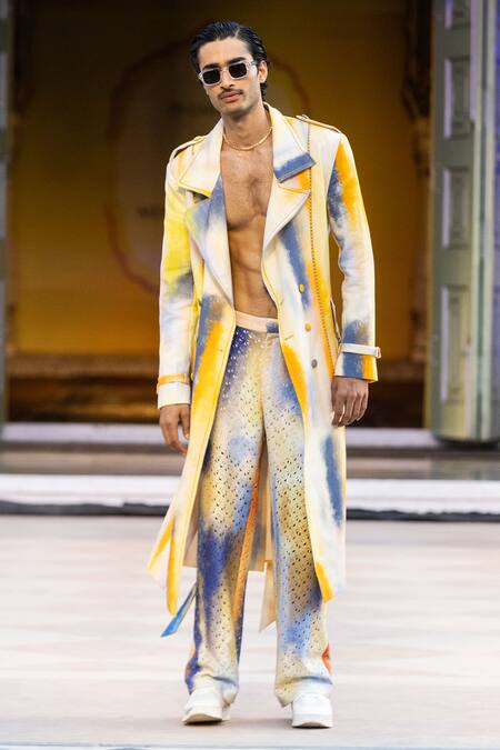 Buy Mandira Wirk Resort Multi Color Printed Trouser With Laser Cut Online at Aza Fashions Buy_Mandira Wirk Resort_Multi Color Printed Trouser With Laser Cut _Online_at_Aza_Fashions