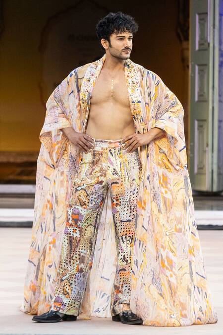 Mandira Wirk Resort Yellow Printed Trouser Online at Aza Fashions Mandira Wirk Resort_Yellow Printed Trouser _Online_at_Aza_Fashions