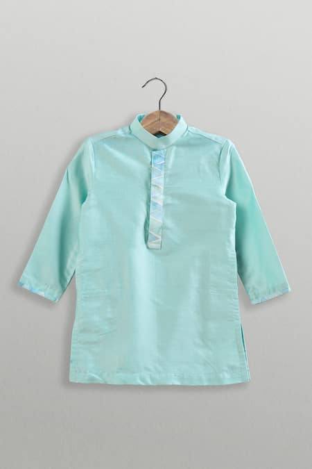 Minikin Aqua Cotton Print Kurta Set Online at Aza Fashions Minikin_Aqua Cotton Print Kurta Set _Online_at_Aza_Fashions