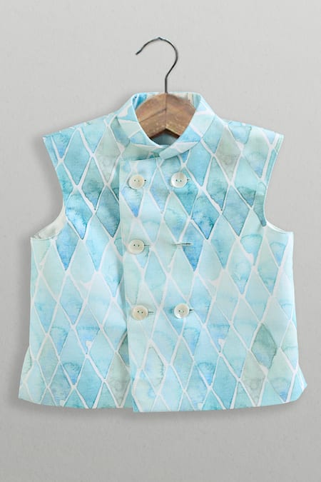 Shop Minikin Aqua Cotton Print Kurta Set Online at Aza Fashions Shop_Minikin_Aqua Cotton Print Kurta Set _Online_at_Aza_Fashions