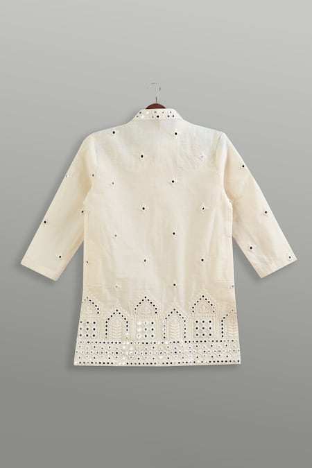 Minikin Embroidered Mirror Work Kurta Set 