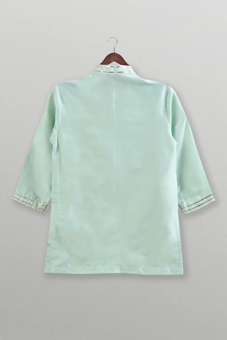 Minikin Gota Embroidered Aqua Kurta Set 