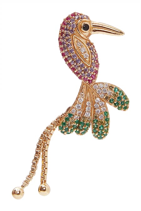 Buy_Afew By Rahul Mishra_Multi Color Crystals Mismatched Floral Danglers _Online_at_Aza_Fashions