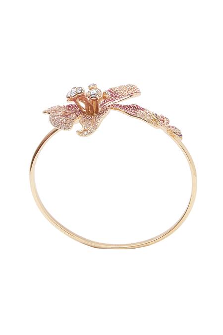 Afew By Rahul Mishra Multi Color Stones Floral Embellished Bangle Online at Aza Fashions Afew By Rahul Mishra_Multi Color Stones Floral Embellished Bangle _Online_at_Aza_Fashions
