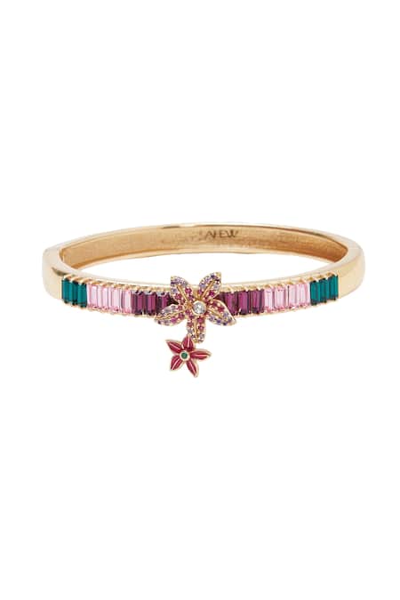 Afew By Rahul Mishra Floral Motif Stone Embellished Bangle 