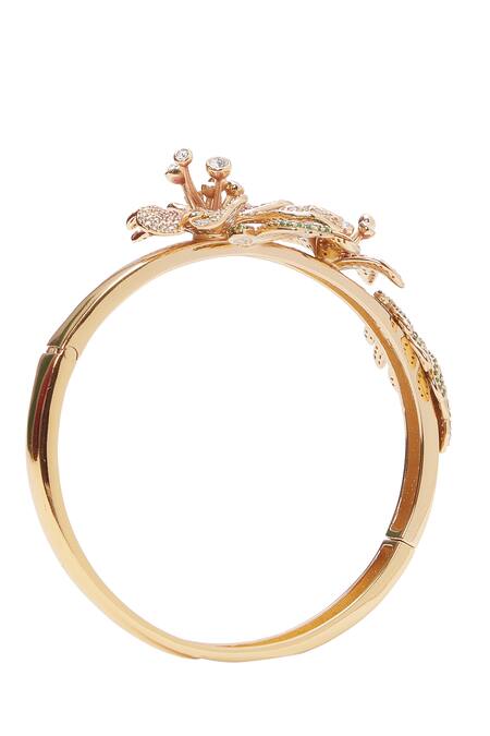 Afew By Rahul Mishra_Multi Color Stones Floral Embellished Bangle _Online_at_Aza_Fashions