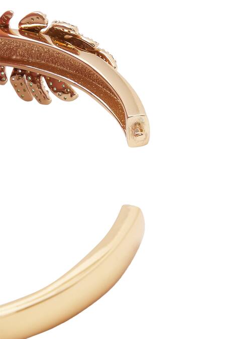 Buy_Afew By Rahul Mishra_Multi Color Stones Floral Embellished Bangle _Online_at_Aza_Fashions